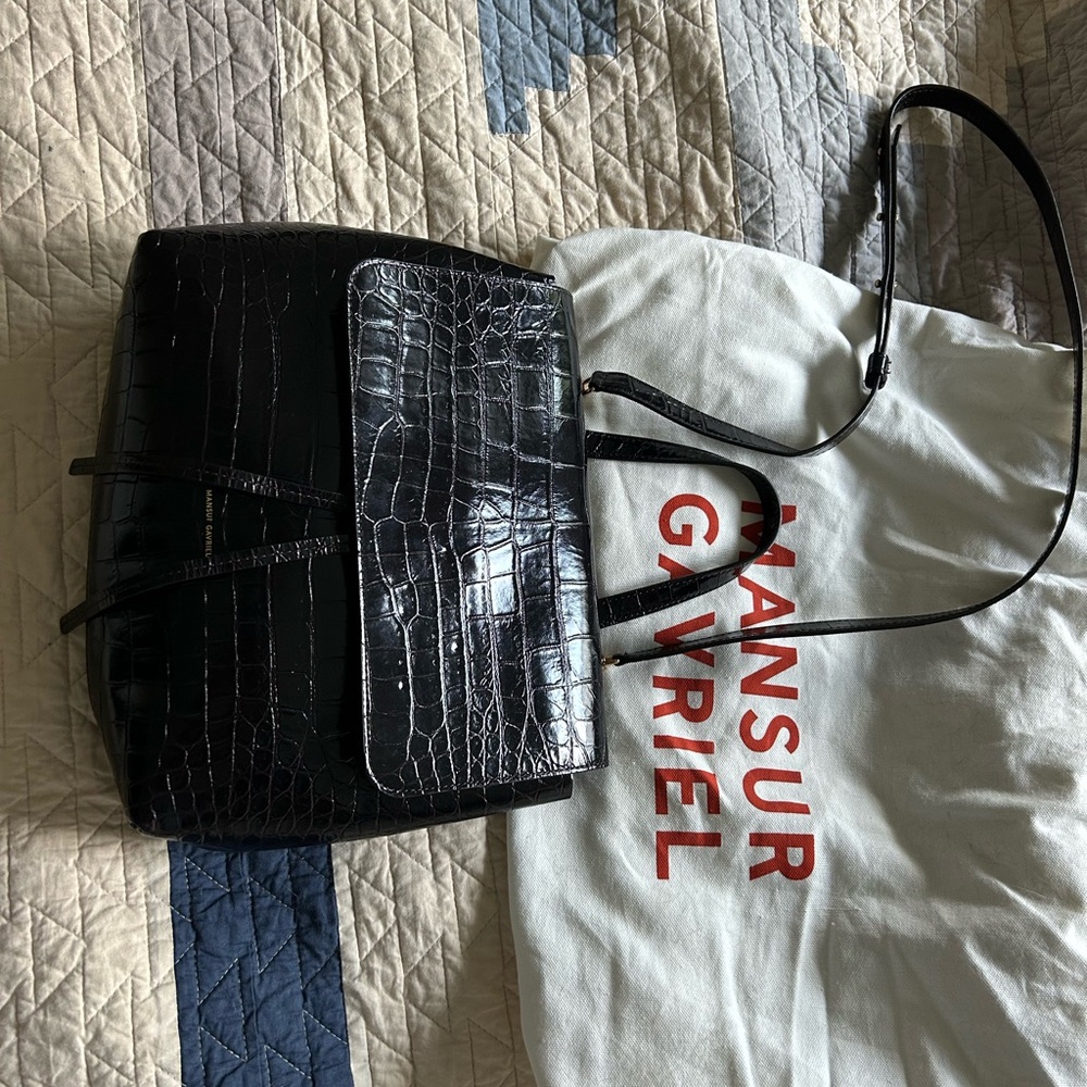 Mansur Gavriel Black Croc-Embossed Soft Lady Bag FA 2019 - Picture 6 of 12